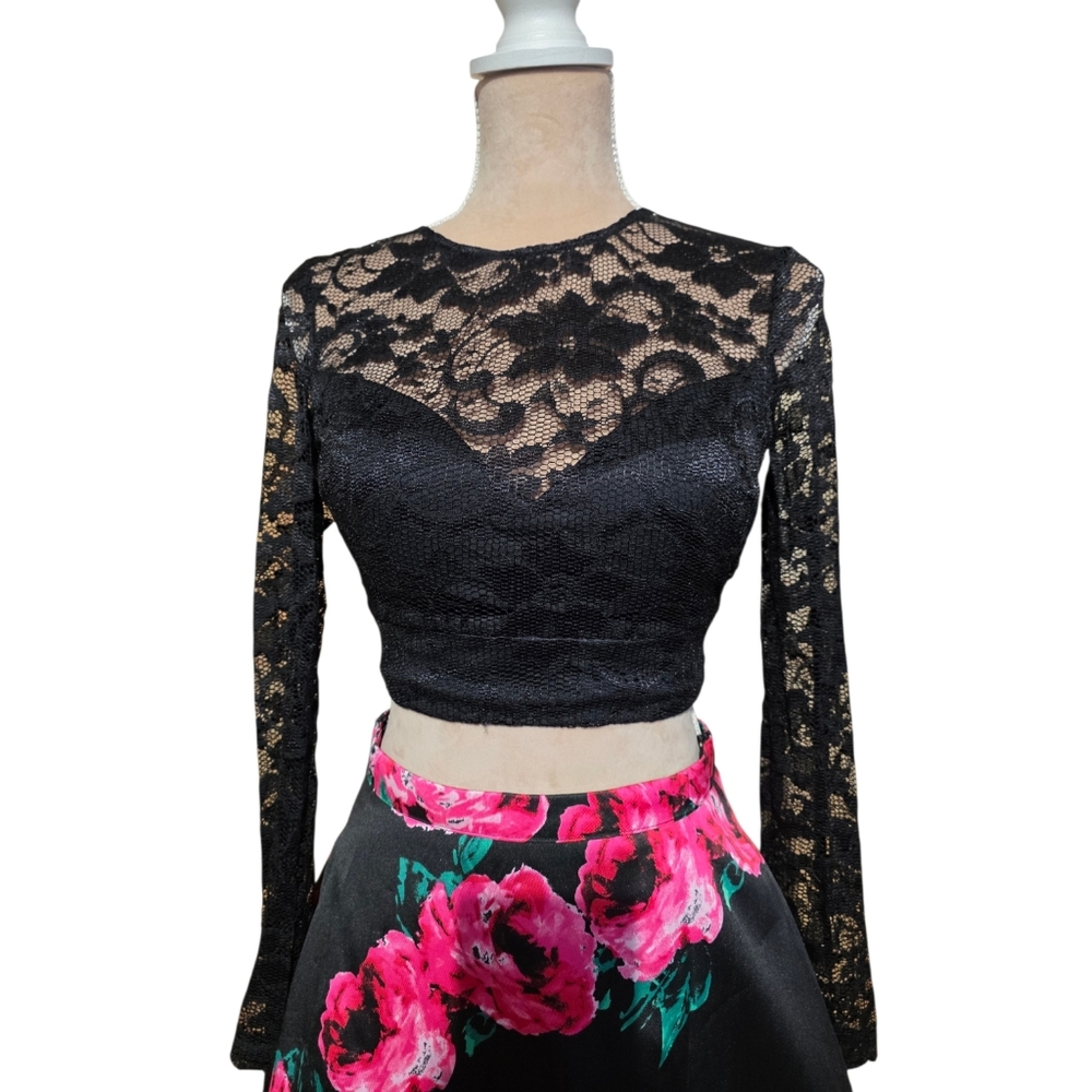 B Darlin Black and Pink Skirt With  Lace Top EUC - Picture 12 of 16